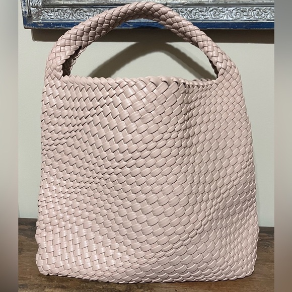Soft Pink Woven Hobo Bag - Picture 1 of 8